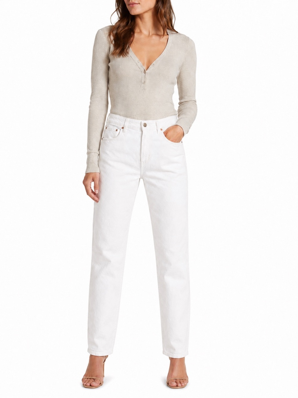Brunello Cucinelli Women’s Straight Ankle White Jeans Regular Fit Italy 42 US 6